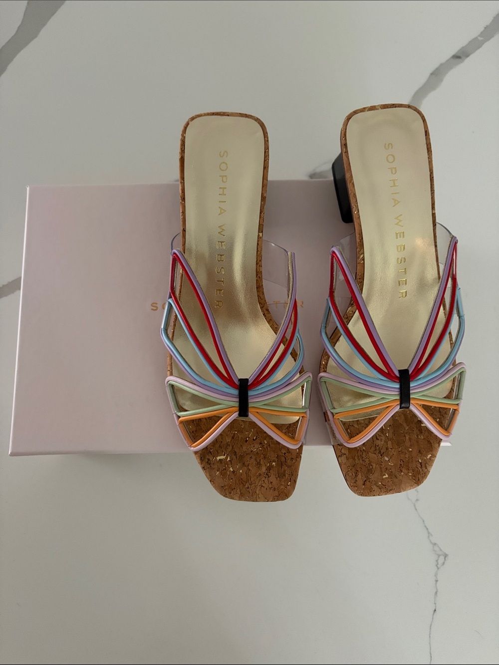 Sophia Webster Rainbow butterfly Heel Mules